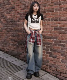 WEGO キーネックサイドレースアップちびT