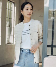 自由区 【WEB限定カラーあり・洗える】テクスチャーコットンブレンドニット アウター