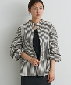 CRAFT STANDARD BOUTIQUE 袖シャーリングバンドカラーシャツ