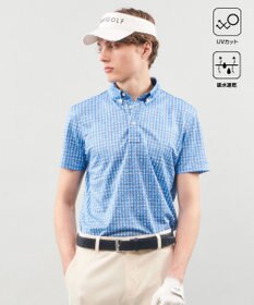 MEN】【UVケア/吸水速乾】ギンガムチェックロゴ 半袖ポロシャツ / 23区
