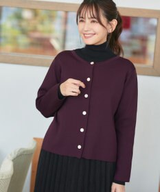 Tiaclasse L 【洗える】スポンジニットパールボタンカーディガン