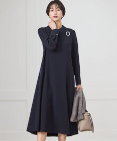 23区 【セットアップ対応/洗える】トリアセダブルジョーゼット 襟付き ワンピース