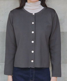 Tiaclasse L 【洗える】スポンジニットパールボタンカーディガン