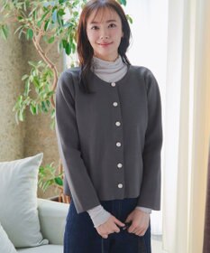 Tiaclasse L 【洗える】スポンジニットパールボタンカーディガン