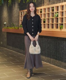 Tiaclasse L 【洗える】スポンジニットパールボタンカーディガン