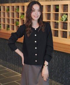 Tiaclasse L 【洗える】スポンジニットパールボタンカーディガン