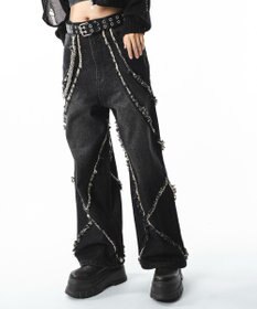 WEGO 【ユニセックス着用ITEM】フリンジデニムパンツ