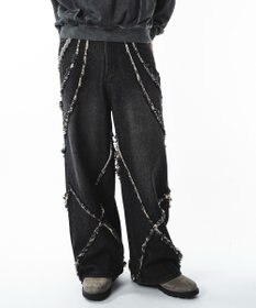 WEGO 【ユニセックス着用ITEM】フリンジデニムパンツ