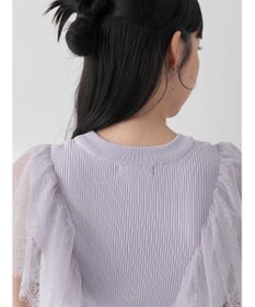 earth music&ecology 袖レースリブニットプルオーバー