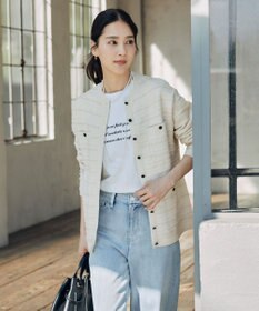 自由区 【WEB限定カラーあり・洗える】テクスチャーコットンブレンドニット アウター