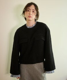 #Newans 【セットアップ可能】ワイドスリーブツイードプルオーバー