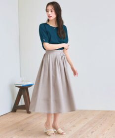 Tiaclasse 【選べる丈】麻調タックフレアスカート