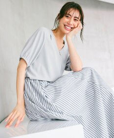 ANY L 【ウエストゴム/ポケット付】シャンブレーライク フレアスカート