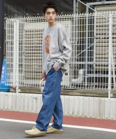 WEGO 【ユニセックス着用ITEM/ウエストゴム/SMLサイズ展開】デニムイージーストレートパンツ