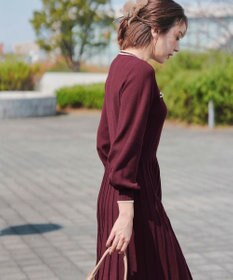 Tiaclasse 【洗える】セットアップ見え配色ニットワンピース