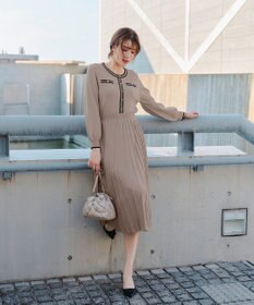 Tiaclasse 【洗える】セットアップ見え配色ニットワンピース