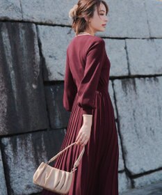 Tiaclasse 【洗える】セットアップ見え配色ニットワンピース