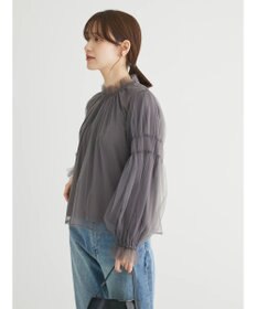 Green Parks ・ＥＬＥＮＣＡＲＥ　ＤＵＥ　チュールハイネックブラウス