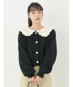 earth music&ecology フリルカラーカーディガン