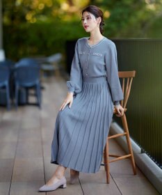 Tiaclasse 【洗える】セットアップ見え配色ニットワンピース