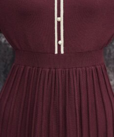 Tiaclasse 【洗える】セットアップ見え配色ニットワンピース