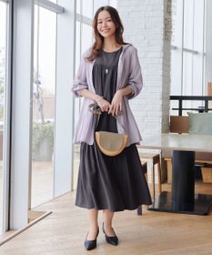 Tiaclasse 麻調ピンタックロングワンピース