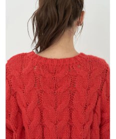 earth music&ecology ローゲージ手編み風ケーブルプルオーバー