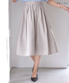 Tiaclasse 【選べる丈】麻調タックフレアスカート