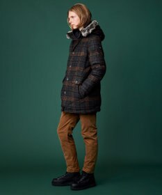 JOSEPH ABBOUD MOUNTAIN 【イタリア素材/ECOファー/9ポケット/ダウン】スライバーチェックダウン コート