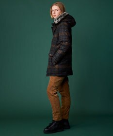 JOSEPH ABBOUD MOUNTAIN 【イタリア素材/ECOファー/9ポケット/ダウン】スライバーチェックダウン コート