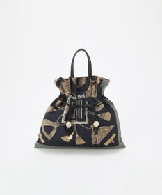 TOPKAPI 【TREASURE TOPKAPI】【アップデート】マイルドサテン スカーフ柄 巾着 ショルダートートバッグ