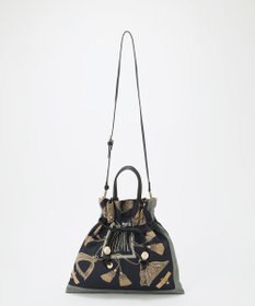 TOPKAPI 【TREASURE TOPKAPI】【アップデート】マイルドサテン スカーフ柄 巾着 ショルダートートバッグ