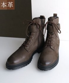 Pointer 本革 足首ベルトレースアップブーツ