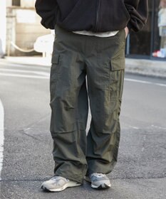 WEGO 【ウエストゴム/MLサイズ展開】ナイロンイージーカーゴパンツ
