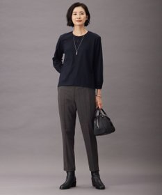 J.PRESS LADIES 【洗える】T/Rアルガンシルク チェック テーパード パンツ