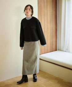#Newans 【セットアップ可能】ワイドスリーブツイードプルオーバー