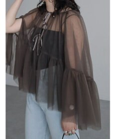 Green Parks リボンチュールデザインブラウス