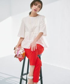 23区 S 【洗える】リネンレーヨンストレッチ テーパード パンツ