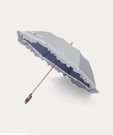 MOONBAT 【遮光/晴雨兼用日傘】POLO RALPH LAUREN(ポロ ラルフローレン) ストライプフリル 折りたたみ傘 楽折 遮熱 UV