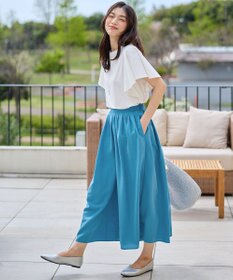 ANY L 【洗濯機可/ウエストゴム/UVケア】スパンボイル撥水スカートパンツ