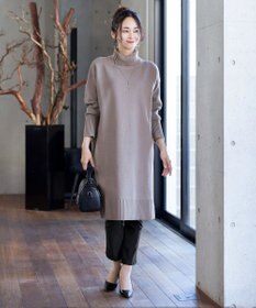 Tiaclasse 【洗える】華のあるニットタートルワンピース