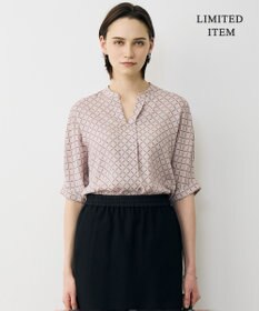 ICB L 【先行予約・WEB限定】BackSatinAmunzen 5分袖キーネックブラウス