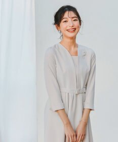 Tiaclasse 【ダブルクロス・洗える】 ナローVネックワンピース