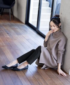 Tiaclasse 【洗える】華のあるニットタートルワンピース