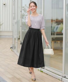 Tiaclasse 【選べる丈】麻調タックフレアスカート