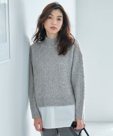 ANY 【洗濯機可能】シャツコンビケーブルニット