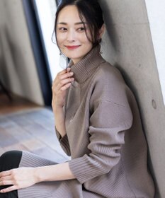 Tiaclasse 【洗える】華のあるニットタートルワンピース