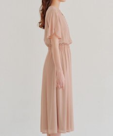 Tiaclasse 【洗える】花びらスリーブベルト付きワンピース