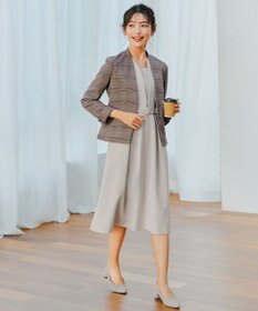 Tiaclasse 【ダブルクロス・洗える】 ナローVネックワンピース