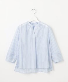 J.PRESS LADIES 【洗える】ランダムストライプ スタンドカラー  ブラウス